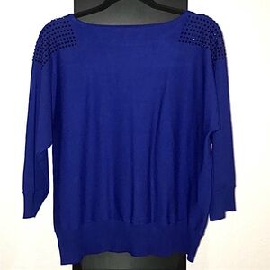 Royal Blue Knit Sweater | Soft Lightweight Pullover | Elegant Casual Top NWT